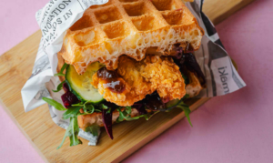 gofres con pollo para sandwich Gofres con pollo