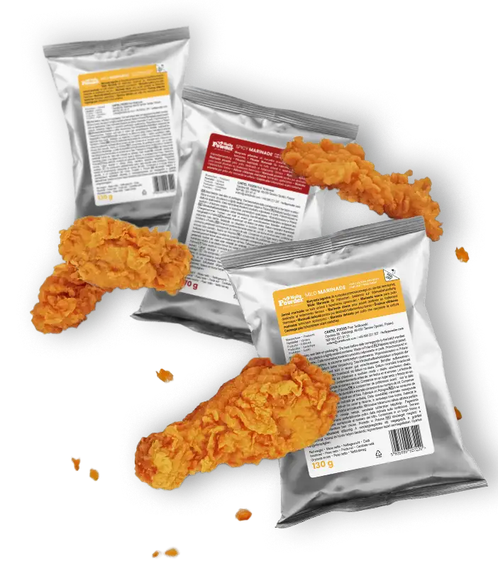 paquetes de rebozado con pollo volando